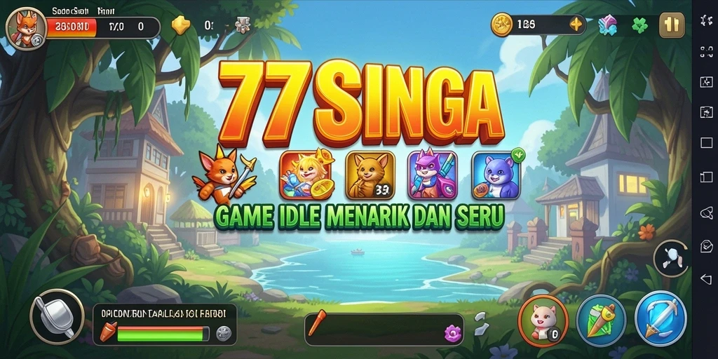 Screenshot gameplay <strong>77SINGA</strong> yang menunjukkan proses membangun kerajaan Idle.