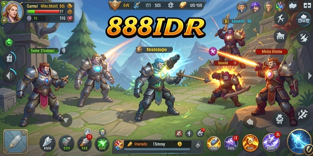 Tampilan gameplay seru dalam 888IDR yang menggambarkan pertempuran strategis.