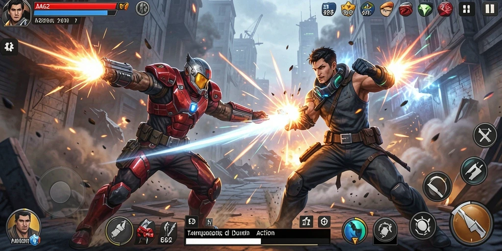 Screenshot utama dari gameplay AA62 yang penuh aksi dan tantangan.