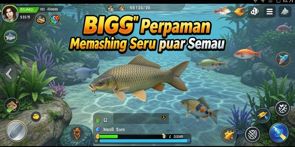Gameplay memancing yang seru dan mendebarkan di BIGMSG.