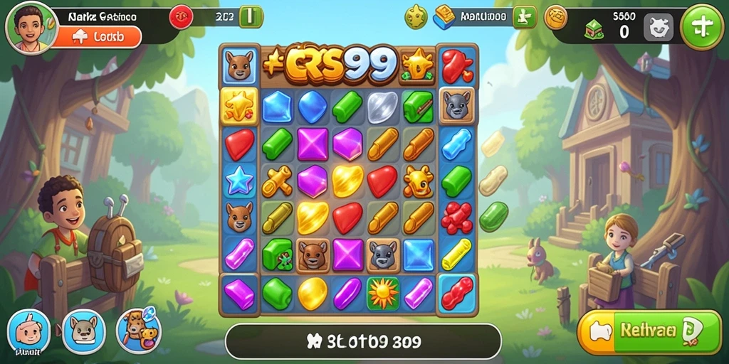 Tampilan gameplay seru yang penuh warna dalam CRS99.