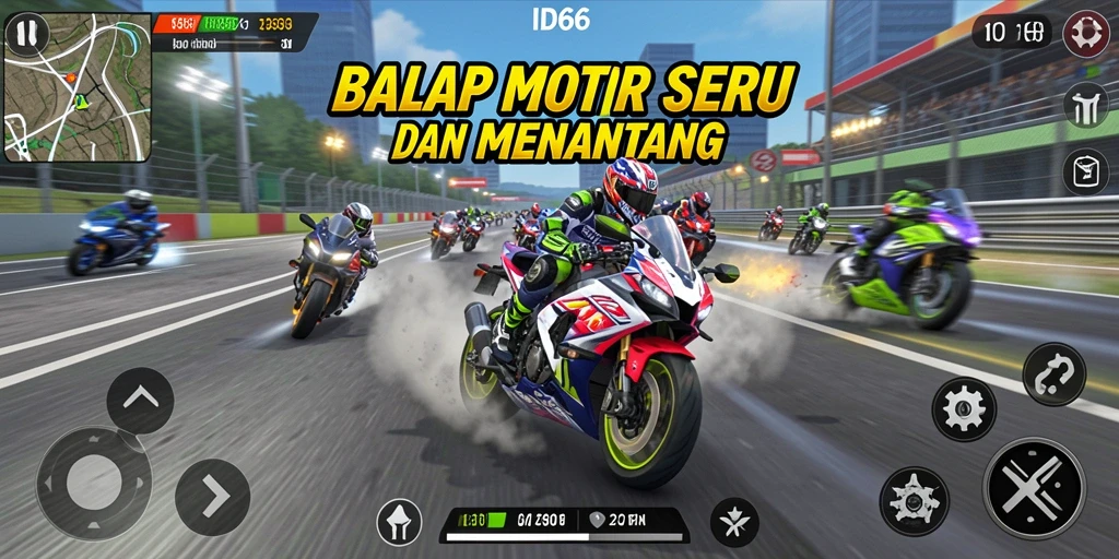 Tampilan menarik gameplay balap motor di ID66.