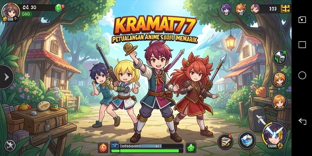 Tampilan gameplay seru dan menarik dari KRAMAT77 dengan karakter Anime.
