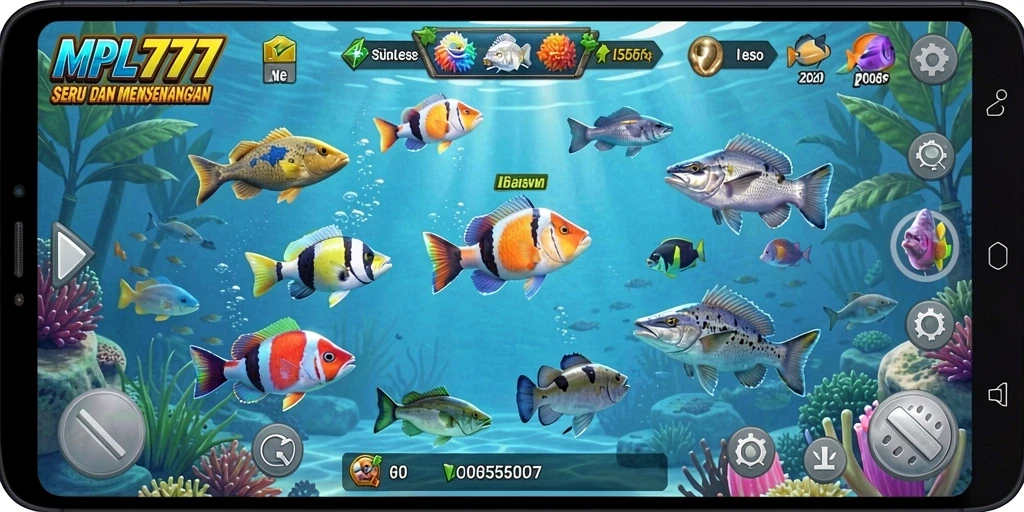 Tampilan gameplay MPL777 dengan aksi seru menangkap ikan.