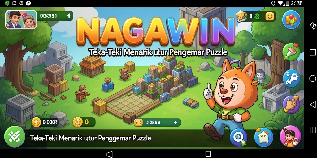 Screenshot gameplay NAGAWIN yang menampilkan tantangan puzzle.