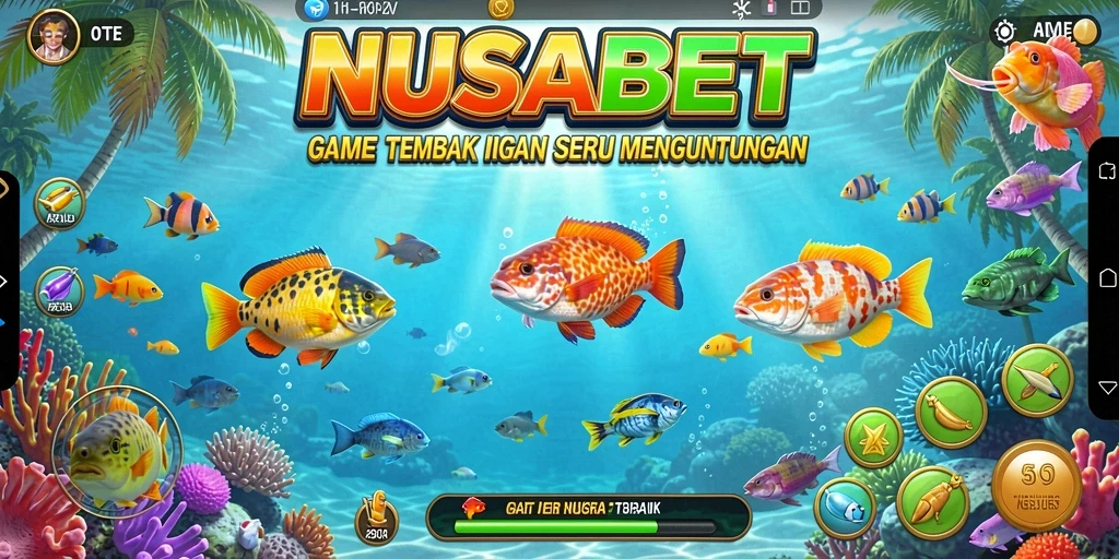 Tampilan gameplay menembak ikan yang menegangkan di NUSABET.