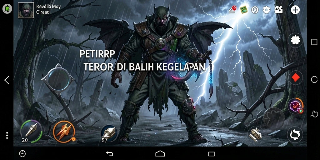 Screenshot gameplay PETIRRP menampilkan suasana angker dan mencekam.