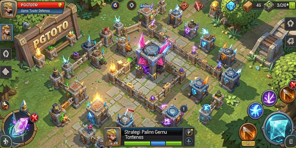 Tampilan gameplay menegangkan dalam PGTOTO Tower Defense.