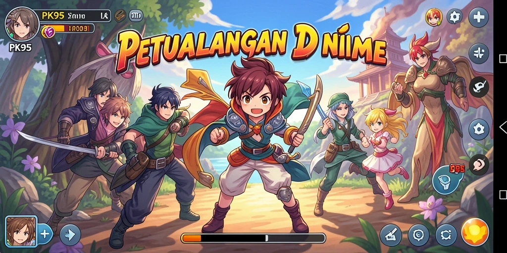 Tampilan gameplay seru dalam PK95 dengan karakter Anime yang menarik.