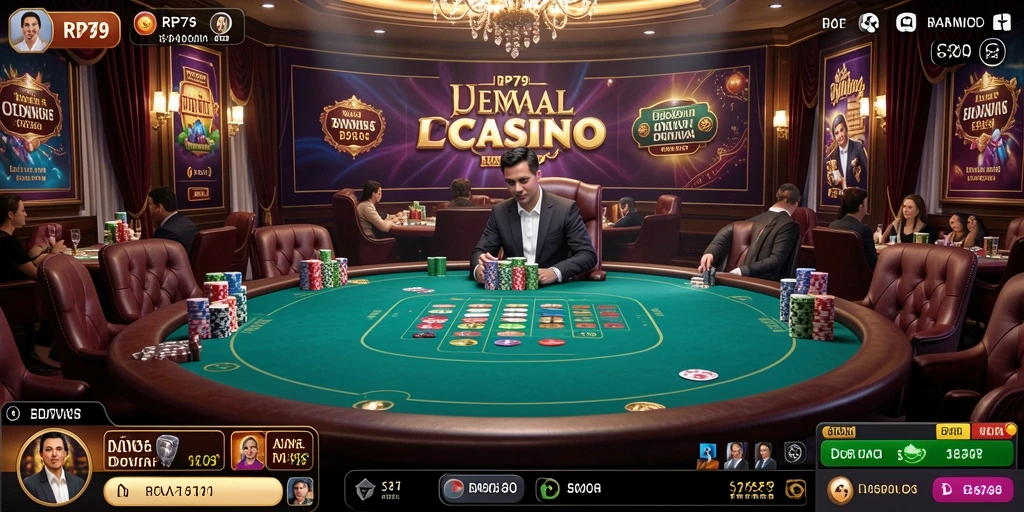 Screenshot menampilkan gameplay menarik dan interaksi dealer di Live Casino.