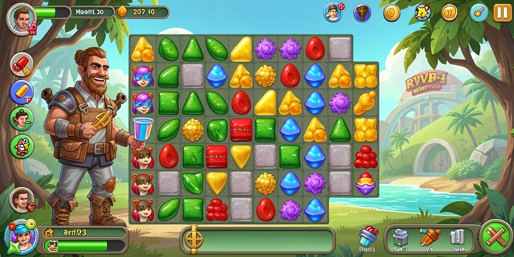 Tampilan gameplay Match-3 yang menakjubkan di RVIP2.