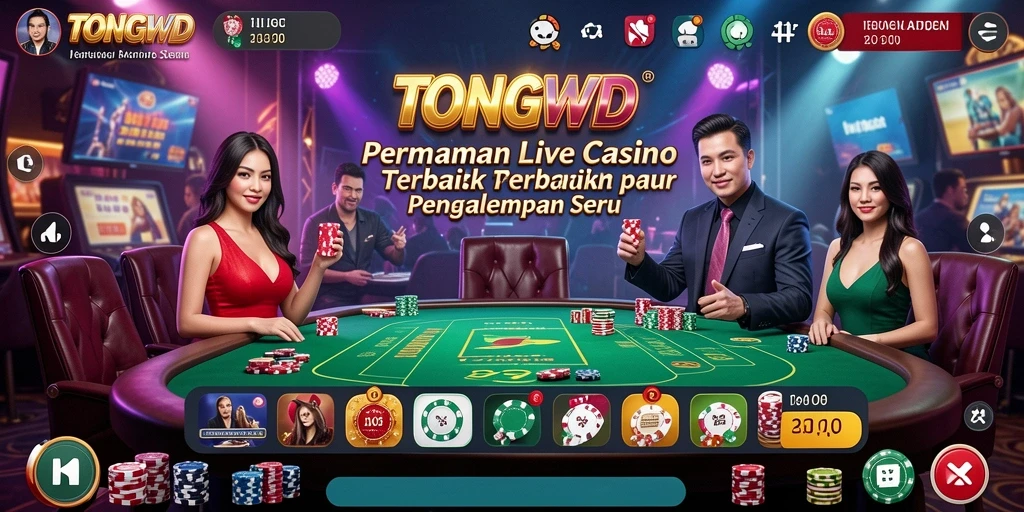 Screenshot TONGWD menampilkan dealer langsung dan meja permainan yang menarik.