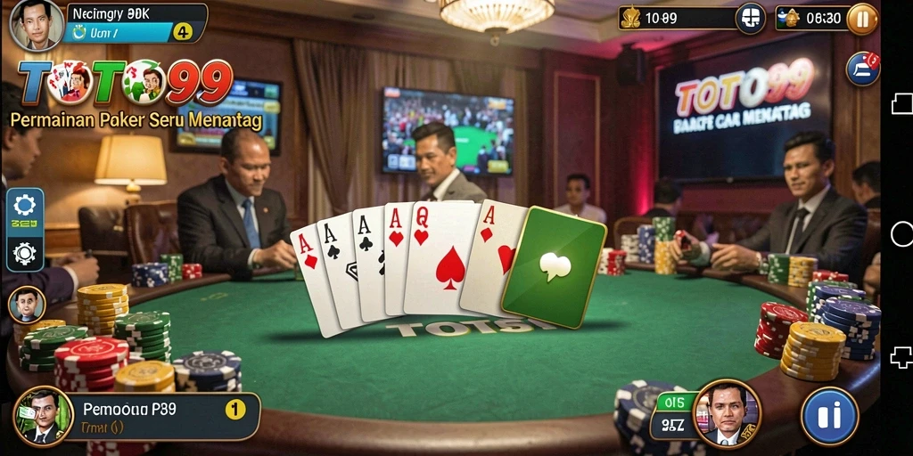 Tampilan gameplay Poker yang intens dan penuh strategi.